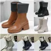 Designer Betty Ankle RainBoot Mulheres Couro Genuíno Botas de Chuva de Borracha À Prova D 'Água Alto Welly Salto Alto PVC Beeled Plataforma Bota