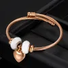 Charm Bracelets Fashion Changeable Stainless Steel Cable Wire with Murano Beads DIY Beaded Heart Bracelet Bangles For Women 230414