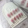 Valse nagels handgemaakte roze pers op lange sprookjes herbruikbare lijm met ontwerp Koreaanse gradiënt acryl volledig cover nagel tips
