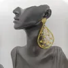 Boucles d'oreilles pendantes à grande fleur, bijoux en forme de goutte, couleur or, style bohème, pompon en cuivre, longue suspension pour fête de mariage africaine