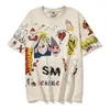 Men's T Shirts Men's Women's Hand-painted Graffiti Short-sleeved T-shirt 2023ss Fashion High Quality Character Cartoon Logo Loose