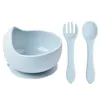 Tasses Vaisselle Ustensiles Bébé Silicone Bol Cuillère Fourchette Ensemble Feedinbleware Enfants Antidérapant Ventouse Bol Sans BPA Enfants Assiette Vaisselle Ustensiles de Cuisine AA230413