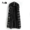 Pele feminina faux pudi casaco de lã real parka rex coelho forro gola feminina inverno longo com capuz jaqueta trench outwear zy18170 231114