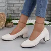 Summer Ladies Sandals Comfortable 2024 Mid Heel Women Shoes Hollow Peep Toe Square Woman Black Female 91643 81782 21153