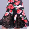 Stage Wear Adult Flower Print Fringed Ballroom Latin Skirt Sexy Tassel Dance Dress Costume Women's Samba Women