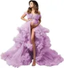 2024 Ruffle Tiulle Matnity Sukienki dla kobiet w ciąży Plus Baby Shower Sexy suknie