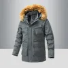 Mens Down Parkas Parka Kurtki dla mężczyzn z multipocketami Futro Outdoor Futro Wszelny jesień Zima Środek Long Werted Coats 231114