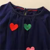 2022 primavera Nuovo banchetto elegante Abiti da ragazza Moda O-Collo Manica lunga blu di alta qualità Ragazze Bambini Abito con fiocco Comodo cotone Designer Abbigliamento per bambini