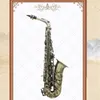 Saxofone alto em mi bemol, corpo de bronze esculpido, chave de concha de abalone, saxofone de vento antigo verde