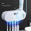 Toothbrush Holders Solar Energy UV Holder Toothpaste Dispenser Bathroom Storage Box Multi function USB Charge 231113