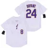 SL Top Quality La Mens #8 #24 Mamba Bryant Yellow White Grey Black 100% Ed Baseball Jersey