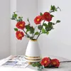 Decorative Flowers Silk Fake Flower Bouquet Wholesale Dining Table Decorations Wedding Arrangement Home Ornaments Decor Artificial Camellia