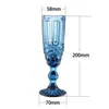 Wine Glasses 150Ml Wine Glasses Cup Colored Glass Goblet With Stem Vintage Pattern Embossed Romantic Drinkware Slim 200Mm Height Tumbl Dh95C