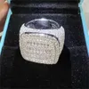 Bant Rings de Hiphop Erkek Kadınlar Güzel Takı Buzlu 925 STERLING Silver Square VVS Moissanit Pırlanta Yüzüğü GRA Sertifika