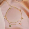 Viceuse à double créatrice Vans Cleefy Jewelry 4 / Four Leaf Clover 18K Gold Chains Steel Colorful Thin Chain pour dix-huit fêtes de la fête des mères Gift Cadeau de vacances