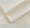 Contemporary Modern Geometric Wallpaper Neutral Greek Key Design PVC Wall Paper