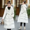 Cappotto invernale da donna sopra il ginocchio di media lunghezza in piumino d'anatra bianco 2023 nuova moda slim fit cappotto semplice 717 656 dfashion98