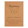 Birthday Gift Gold Plated 12 Zodiac Sign Pendant Card Charm Gold Chain Choker Astrology Necklace Jewelry For Women