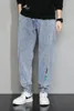 Men's Jeans 2024 Men Clothing Casual Elastic Waist Denim Pants Oversized Snow Washed Man Trousers Black Blue Plus Size M-8XL