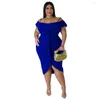 Sukienki w dużych rozmiarach Kobiety elegancka moda słodka stała kolorowa sukienka swobodna dojeżdżająca duża samica jedna szyja średnia długość