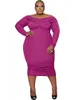 Grande taille robes 5XL femmes croix Slash cou mi-mollet longueur Robe 2023 mode solide Sexy gaine surdimensionné longue Robe Vestido