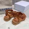 chunky sandaler justerbart spänne ankel-rem sandal vegetal flats skor plattformsrutschbanor