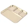 Dinnerware Sets Stainless Steel Seasoning Plate Rectangular Divided Tray Metal Compartments