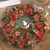 Dekorativa blommor Peony Spring Wreaths för ytterdörren utanför Rose Summer Full 16 Inch Handmade Fall