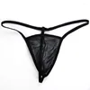 Slip hommes string tongs maille sous-vêtements Micro t-back slips porno Lingerie homme Bikini Sexy pure dentelle sous-vêtement