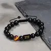 Charm-Armbänder Engelszahl Glückszahlen Obsidian Stein Perlen Armband für Männer Frauen 111 222 333 444 555 777 888 999 Reichtum Charms Schmuck