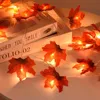 Julekorationer 20led Maple Leaf Light String Fake Autumn Leaves Led Fairy Garland för Thanksgiving Halloween Party Home Decoration 231113