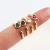 Cluster Rings Ins Creative Zircon Heart-Shaped Ring Simple Retro Colorful Peach Heart For Women Girls Fashion Jewelry Gift