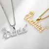 Pendentif Colliers Nom de strass détachable en acier inoxydable pour femmes bijoux personnalisés cristaux couverts collier cadeaux de fête 231113