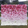 Décoration de fête Koko Fleur De Luxe 5D Rose Et Blanc Dégradé Artificielle Rose Tissu Mur De Mariage Fond Fournitures D'anniversaire