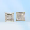 Luxury Zircon Earrings Fashion Men Women Hip Hop Earrings Rappers Jewelry Exquisite 18K Gold Rhodium Plated Stud Earrings2754851