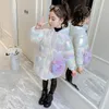 Down Coat 212 Year Toddler Girl Jacket Cute Unicorn Hooded Pearl Color Winter For Girls Long Waterproof Children Outwear 231113