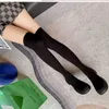 Boots Knee Length Elastic Boots Long Sock Increased Thickness Round Toe Super High Spring Autumn Style Slimming Pile Up Boots