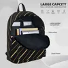 Backpack Gold Dot Glittering Stripes Student Unisex Polyester Travel Backpacks Lightweight Kawaii School Bags Rucksack