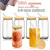 Us ca warehouse 2 dagar leverans 12oz 16 oz sublimering glas kan tumbler frostad cola kan bambu lock öl cocktail cup whisky kaffe mugg iste te burk b1114