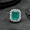 Küme Yüzük Mağazası 925 STERLING Gümüş 9ct Emerald Yüksek Karbon Elmas Taş Yıldönümü Vintage Yüzük Kadınlar için Güzel Takı Hediyeleri