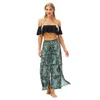 Women's Pants Ethnic Style Casual Sport Wide Leg Summer Women Digital Printing Thin High Waist Loose Gym All-Match Split Trousers