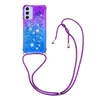 S24 Plus Crossbody Strap Quicksand ve Samsung A55 A35 A15 A05 A05S A25 Ultra Huawei Onur 90 Lite Gradyan Sıvı Yumuşak TPU Tutucu Kapak Omuz Kiracı