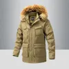 Mens Down Parkas Parka Kurtki dla mężczyzn z multipocketami Futro Outdoor Futro Wszelny jesień Zima Środek Long Werted Coats 231114