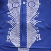 Abbigliamento etnico Camicia elegante con stampa Dashiki africana blu Uomo 2023 Marchio Streetwear Abiti lunghi Slim Fit manica lunga Chemise Homme