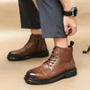 Boots Men's Black Vintage Lace Up Short Retro Classics Ankle Party Wedding Casual Leather