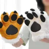 Guanti a cinque dita Simulazione TigerPanda Zampa peluche a righe Soffici animali di peluche Imbottito scaldamani Costume cosplay di Halloween Guanto 231114