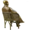 Estatuetas decorativas agradável asiático chinês antigo bronze artesanal esculpido coletar figura de estátua