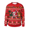 Мужские свитера, рождественские пуловеры для мужчин, свитер с воротником с 3D принтом оленей, верхняя одежда для пар, толстовки для праздничных вечеринок 231114