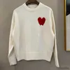 Amis am i paris designer tröja amiswater jumper hoodie vinter tjock tröja jacquard a-ord rött kärlek hjärta pullover män kvinnor amiparis py4v