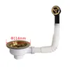 Colanders Siles Talea Drain Sink Downcomer 114mm Gold-Plated Color Sile with Overflow Anti Corrosion XK223-Gold 230414